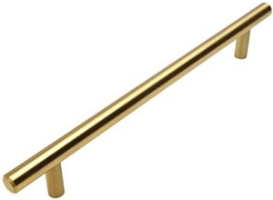 10 Pack – Cosmas 305-192BB Brushed Brass Cabinet Hardware Euro Style Bar Handle Pull – 7-1/2″ Inch (192mm) Hole Centers, 10″ Overall Length