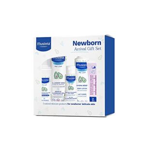 Mustela Newborn Arrival Gift Set – Baby Skincare & Bath Time Essentials – Natural & Plant Based – 5 Items Set