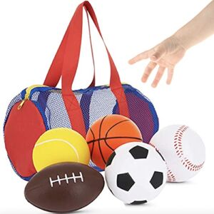 Balls for Kids, Toddler Sports Toys – Set of 5 Foam Sports Balls + Free Bag – Perfect for Small Hands to Grab – Ball Toys for Toddlers 1-3, Foam Balls for Kids – Baby Soccer Ball, Baby Sports Balls