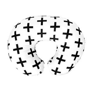 Premium Quality Nursing Pillow Cover by Mila Millie – Nordic Swiss Black Cross Unisex Design Slipcover – 100% Cotton Hypoallergenic – Great for Breastfeeding Mothers – Fits Boppy Pillow