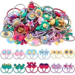 WillingTee 120pcs (60 pairs) Mix Colors Girl’s Elastic Hair Ties Soft Rubber Bands Hair Bands Holders Pigtails Hair Accessories for Girls Infants Toddlers Kids Teens and Children