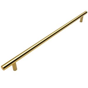 Cosmas 305-320BB Brushed Brass Cabinet Hardware Euro Style Bar Handle Pull – 12-5/8″ Inch (320mm) Hole Centers, 15″ Overall Length