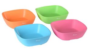 Bakerpan Silicone Toddler Square Feeding bowl, Set of 4 (Multi)