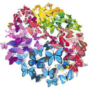 SmartWallStation 84 x PCS 3D Colorful Butterfly Wall Stickers DIY Art Decor Crafts for Party Cosplay Wedding Offices Bedroom Room Magnets Glue Sticker Set