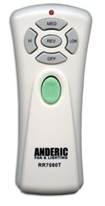 Anderic UC7080T Remote Control for Ceiling Fans – Remote Control with Wall Mount (Receiver not Included) – CHQ7080T CHQ7081T (with Up Light & Reverse Keys – RR7080T)