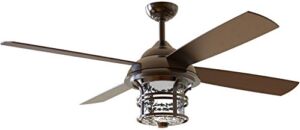 Craftmade Outdoor Ceiling Fan with LED Light CYD56OB4 Courtyard 56 Inch WET Patio Dimmable with Remote, Oiled Bronze