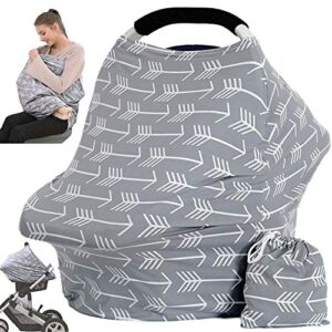 Car Seat Canopy Breastfeeding Cover – Multi Use Baby Stroller and Carseat Cover, Breastfeeding Covers, Boys and Girls Shower Gifts (Classical Arrows)