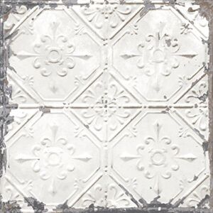 Brewster Home Fashions NuWallpaper Vintage Tin Tile Peel & Stick Wallpaper, White & Off-White