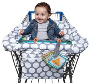 Boppy Shopping Cart and High Chair Coverâ€”Preferred | Gray Jumbo Dots with Attached Crinkle Book Toy| With Integrated Storage Pouch, 6-48 months, 1 Count (Pack of 1)