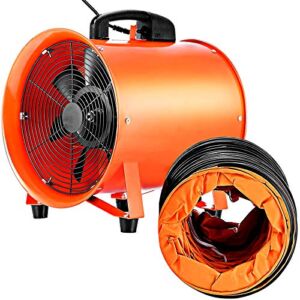 VEVOR Utility Blower Fan 10 Inch Portable Ventilator High Velocity Utility Blower Mighty Mini Low Noise with 5M Duct Hose (10 Inch with 5M Duct Hose)