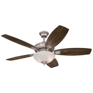 Westinghouse Lighting 7209400 Tulsa 52-inch Indoor Ceiling Fan, Light Kit with White Alabaster Glass, Brushed Nickel with LED Bulbs