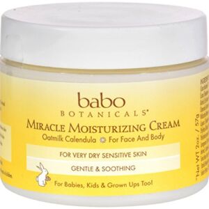 Babo Botanicals Miracle Cream – Moisturizing – Oatmilk – For Sensitive or Dry Skin – Gentle and Soothing – 2 oz (Pack of 2)