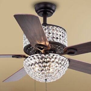 Warehouse of Tiffany CFL-8170BL Laure Crystal 6-Light 52″ Ceiling Fan