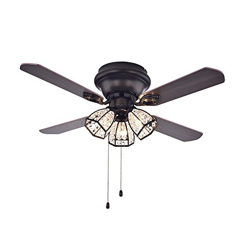 Warehouse of Tiffany CFL-8173AB Tarudor Dark Wood Antique Bronze Crystal Fan, 42″W x 42″L x 13″H | The Storepaperoomates Retail Market - Fast Affordable Shopping
