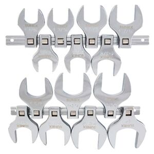 Sunex Tools 9721A 1/2-Inch Drive Jumbo SAE Crowfoot Wrench Set, 1-1/16-Inch – 1-3/8-Inch, Fully Polished, 14-Piece (Includes Storage Rail)
