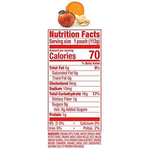 Happy Baby Organics Stage 2 Baby Food Pouches, Gluten Free, Vegan & Healthy Snack, Clearly Crafted Fruit & Veggie Puree, Apples, Sweet Potatoes & Granola, 4 Ounces (Pack of 16) | The Storepaperoomates Retail Market - Fast Affordable Shopping