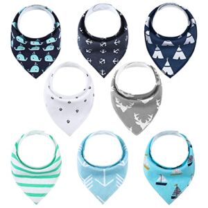 Baby Bibs 8 Pack Soft and Absorbent for Boys & Girls – Baby Bandana Drool Bibs by Yoofoss