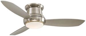 Minka-Aire F519L-BN Concept II 52 Inch Ceiling Fan Flush Mount Ceiling Fan with Integrated 14W LED Light in Brushed Nickel Finish