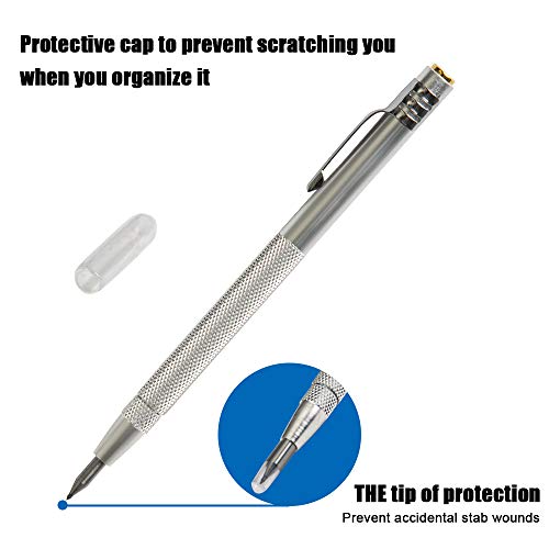 IMT Tungsten Carbide Tip Scriber 2 Pack, Aluminium Etching Engraving Pen with Clip and Magnet for Glass/Ceramics/Metal Sheet, Extra 2 Free Replacement Marking Tip | The Storepaperoomates Retail Market - Fast Affordable Shopping