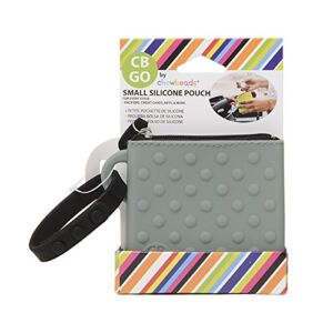 CB Go Small Silicone Pouch. On-The-Go for Stroller and Diaper Bag Organizer for Pacifiers, Keys, Credit Cards & More, Grey