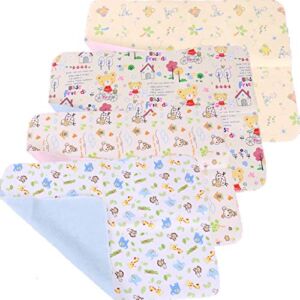 4pcs Pack Monvecle Baby Infant Cotton Waterproof Changing Pads Washable Resuable Diapers Liners Mats Small 18″x12″