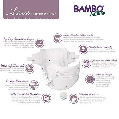 Bambo Nature Eco Friendly Premium Baby Diapers for Sensitive Skin Size 2 (7-13 lbs), Multi-colored Size 2 (30 Count) | The Storepaperoomates Retail Market - Fast Affordable Shopping