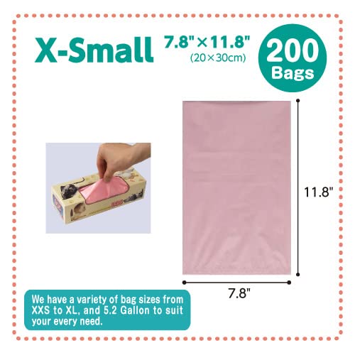 BOS Amazing Odor Sealing Disposable Bags, for Baby Diapers, Pet Waste or Any Sanitary Product Disposal – Durable and Unscented[Size: XS, Color: Pink] (200 Count, Pack of 1) (200 Bags) | The Storepaperoomates Retail Market - Fast Affordable Shopping