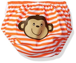KIKO & MAX Boys’ Absorbant Reusable Swim Diaper, Monkey (Orange), S