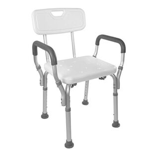Vaunn Medical Shower Chair Bath Seat With Padded Arms, Removable Back and Adjustable Legs, Bathtub Safety and Support