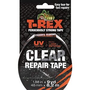 T-REX Ferociously Strong Repair Tape, Sticks to Wet Surfaces, All Weather and UV Resistant, 1.88″ x 9 Yards, Clear, 1-Roll (241535)