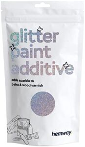 Hemway Glitter Paint Additive Glitter Crystals for Acrylic Paint, Interior & Exterior Walls, Wood, Varnish, Furniture, Matte, Gloss, Satin, Silk – 100g / 3.5oz – Silver Holographic