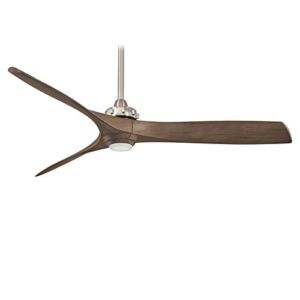 Minka-Aire F853L-BN/AMP Aviation 60 Inch Ceiling Fan with LED Light and DC Motor in Brushed Nickel Finish and Ash Maple Blades