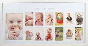 Green Pollywog | Baby’s First Year Frame | Collage Frame For Baby In White | 12 Month Picture Frame | Milestone Photo Frame | First Year Picture Mat | Baby Picture Frame | My First Year Picture Frame