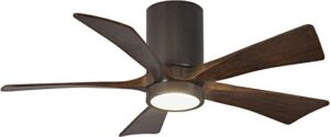 Matthews IR5HLK-TB-WA-42 Irene Indoor/Outdoor Damp Location 42″ Hugger Ceiling Fan with LED Light and Remote & Wall Control, 5 Wood Blades, Textured Bronze