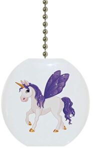 Purple Unicorn Solid Ceramic Fan Pull
