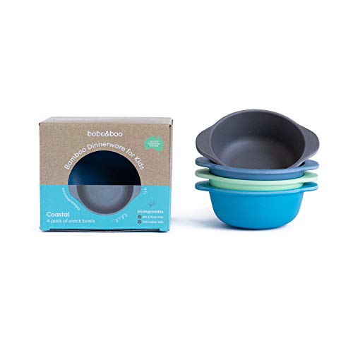 Bobo&Boo Bamboo Kids Snack Bowls, Set of 4 Bamboo Dishes, Non Toxic, Eco Friendly & Stackable Kids Snack Containers, Great Gift for Baby Showers, Birthdays & Preschool Graduations,Coastal | The Storepaperoomates Retail Market - Fast Affordable Shopping
