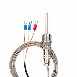 CrocSee RTD Pt100 Temperature Sensor Probe 3 Wires 2M Cable Thermocouple -58~572°F (-50-300°C) 1/2″ BSP Thread