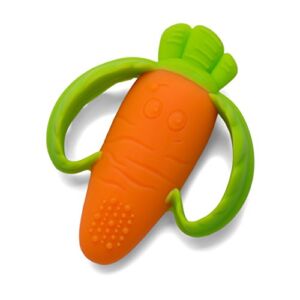 Infantino Lil’ Nibble Teethers Carrot – Silicone Soft-Textured teether for Sensory Exploration and Teething Relief, with Easy to Hold Handles, 1 Count (Pack of 1)