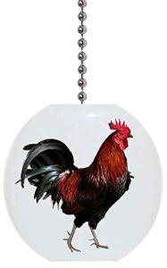 Gorgeous Rooster Solid Ceramic Fan Pull