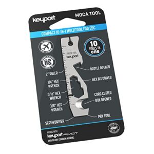 Keyport MOCA 10-in-1 Keychain Multitool – EDC Keychain Tool as Bottle Opener, Screwdriver, Cord Cutter, and Box Opener – TSA Friendly, Cool Gadgets, for Men, Gadgets for Men and Women