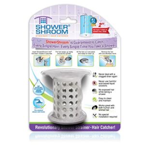ShowerShroom the Revolutionary 2″ Stand-Up Shower Stall Drain Protector Hair Catcher/Strainer, Gray