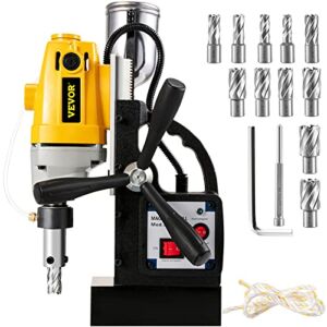 Mophorn 1100W Magnetic Drill Press with 1-1/2 Inch (40mm) Boring Diameter MD40 Magnetic Drill Press Machine 2810 LBS Magnetic Force Magnetic Drilling System 670 RPM with 11 Pcs HSS Annular Cutter Kit