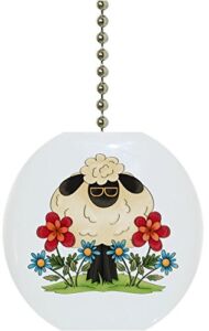 Sheep in Flowers Solid Ceramic Fan Pull