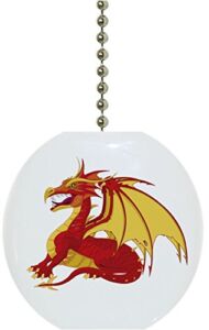 Red & Yellow Dragon Solid Ceramic Fan Pull