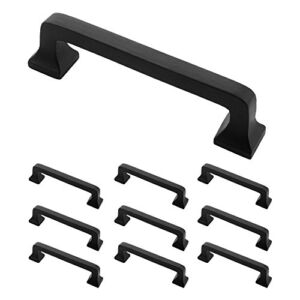 Iron Valley – 4″ C2C Square Contemporary Cabinet Handle Pull – Black – Solid Cast Iron (10 Pack)