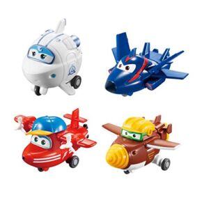 Super Wings 2′ Transform-a-Bot 4-Pack Flip,Todd,Agent Chase,Astra Airplane Toys Mini Action Figures Preschool Toy Plane Set for 3 4 5 Year Old Boys and Girls Kids Birthday Gift,Multicolored,US720040