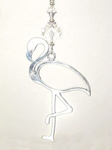 Silvery Flamingo with Crystal Clear Glass Ceiling Fan Pull Chain