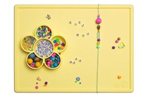 ezpz Play Mat – 100% Silicone Suction Placemat for Toddlers + Preschoolers – Flower Compartment – Dishwasher Safe (Lemon)