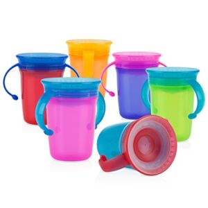 Nuby 1pk No Spill 2-Handle 360 Degree Wonder Cup – Colors May Vary, Red/Green/Pink/Aqua/Purple/Orange