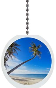 Beautiful Beach with Palm Tree Solid Ceramic Fan Pull